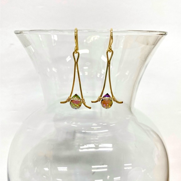 HANDMADE Faceted Austrian Crystal Hand Wrapped Earrings, Artisan Jewelry Gift - Picture 10 of 10